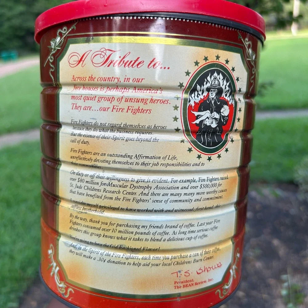 Vtg Fire Fighters Signature Blend Coffee Tin Special Ed 